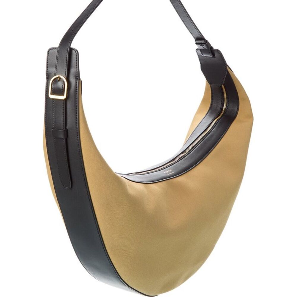 Khaite Augustina Canvas & Leather Hobo Bag, Brown - Picture 3 of 4